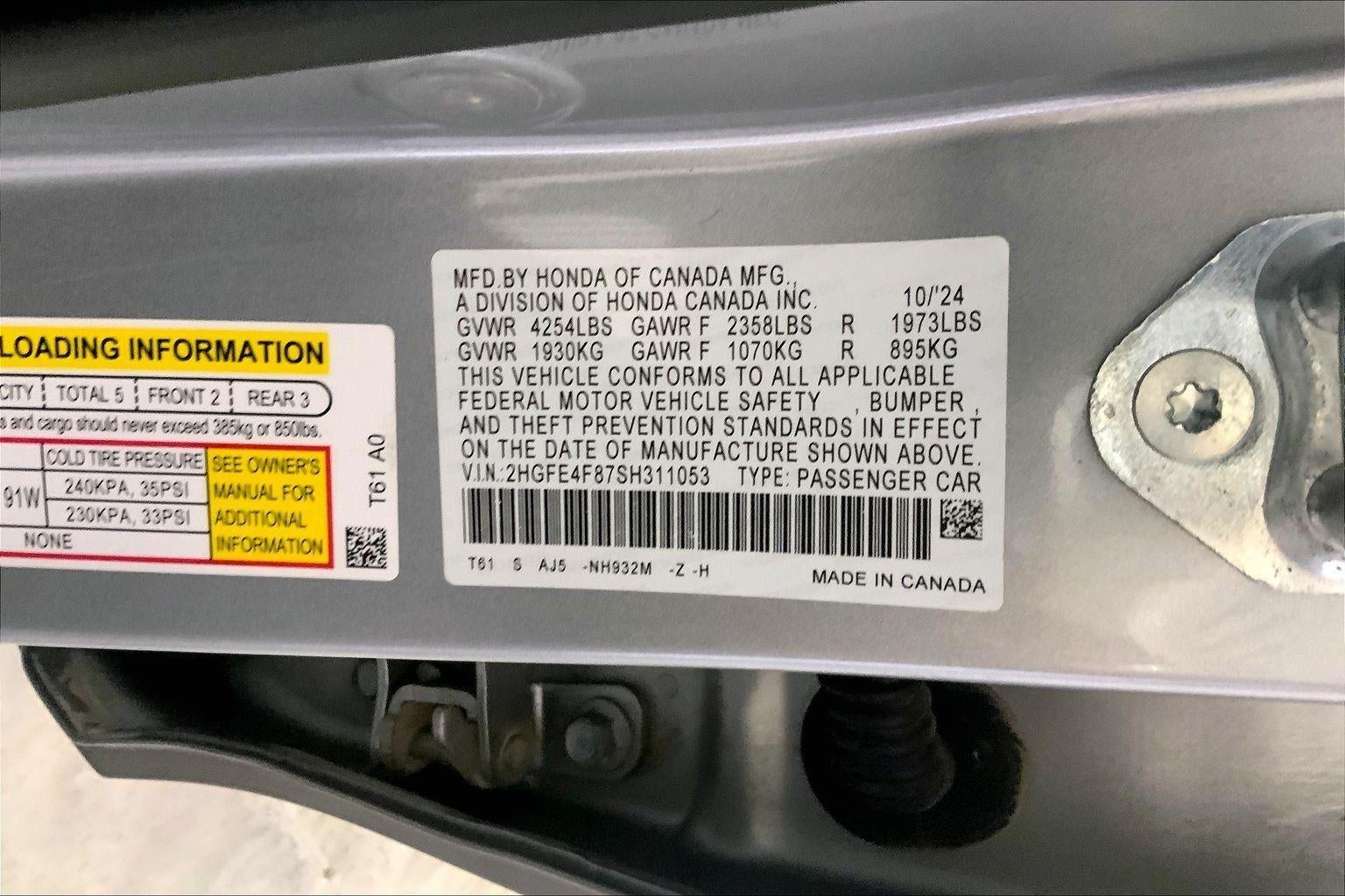 2025 Honda Civic Sedan Hybrid Sport Touring