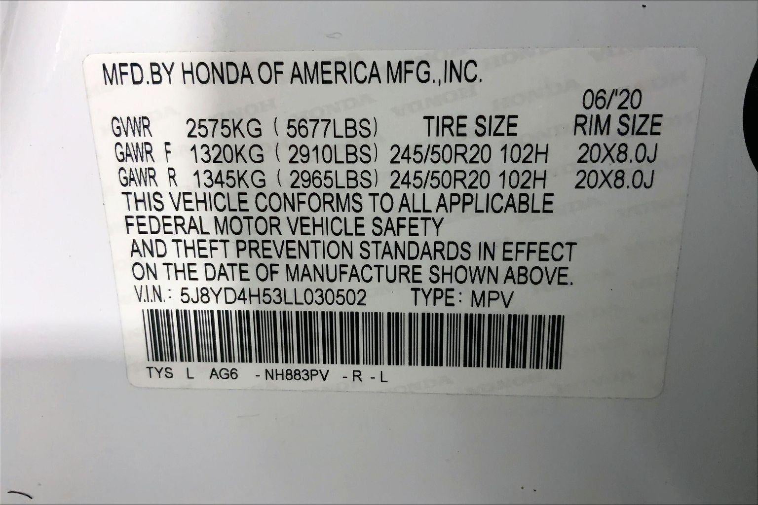 2020 Acura MDX w/Technology Pkg