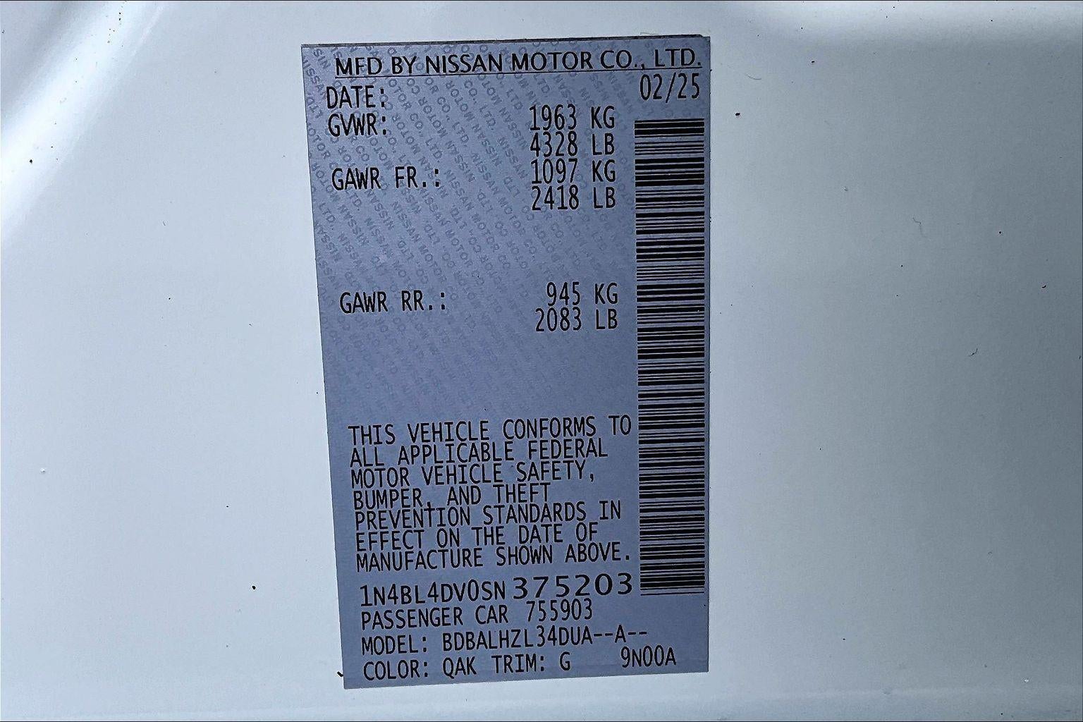 2025 Nissan Altima SV