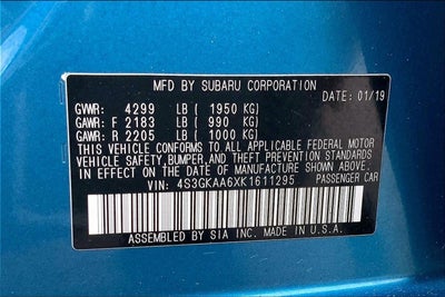 2019 Subaru Impreza 4DR SDN 2.0I MT