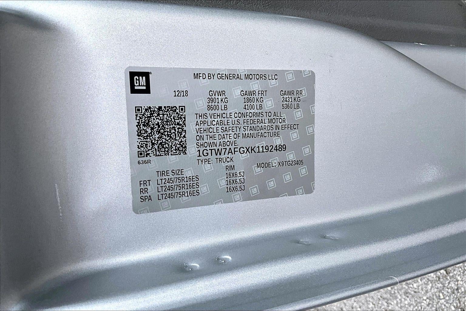 2019 GMC Savana Cargo 2500 VAN 2500 RWD 135"