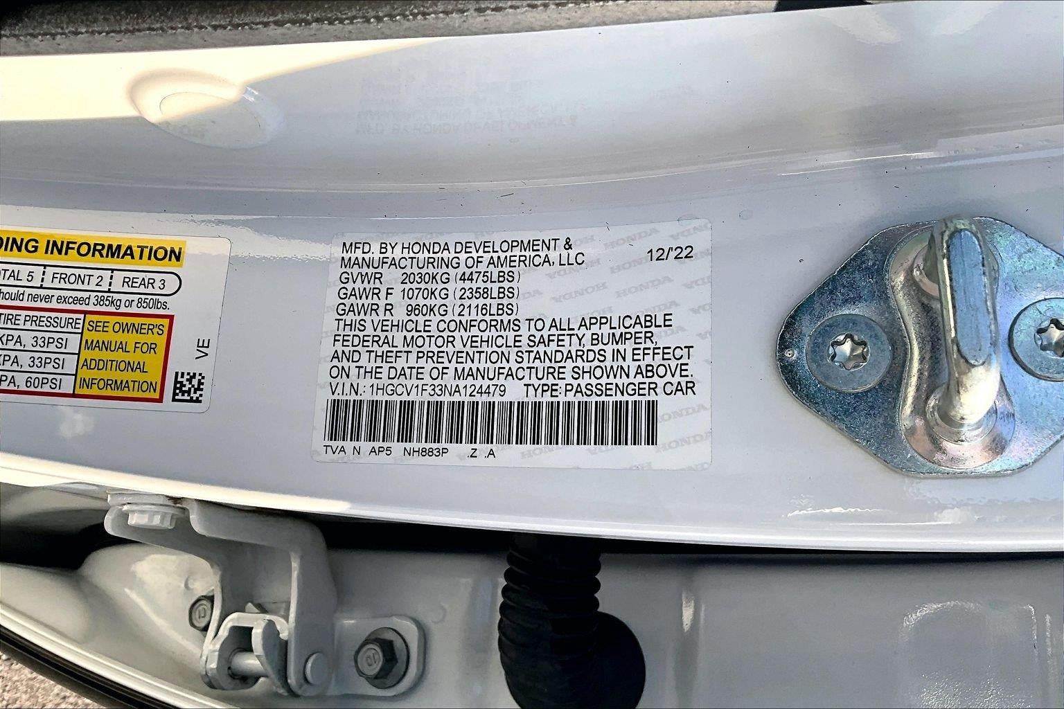 2022 Honda Accord Sedan Sport